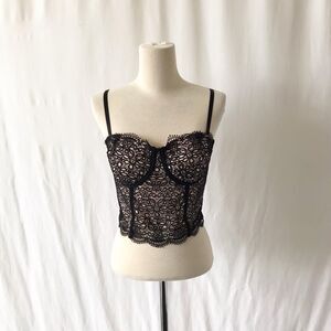 Revamped black/nude lace corset Goth E Girl Baddie size L (Fits Small)